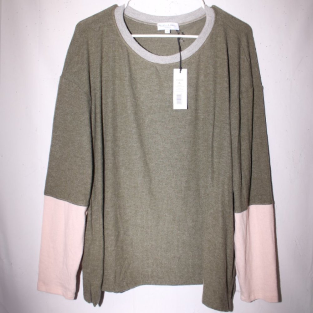 NWT Michael Stars Madison Long Sleeve Knit Sweater Top Size XL